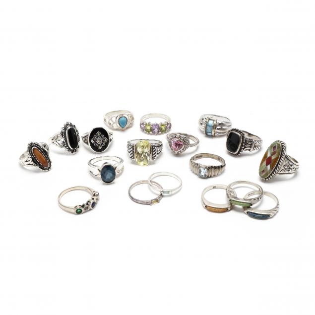 collection-of-sterling-silver-and-stone-rings