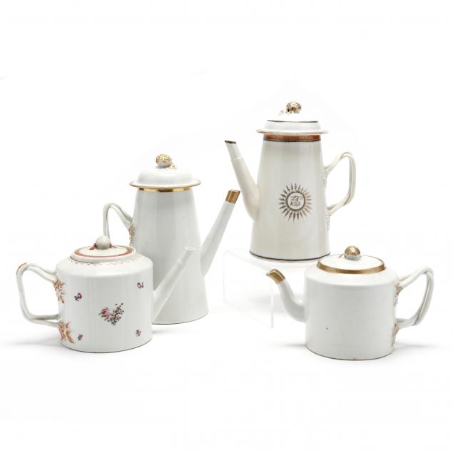 a-group-of-chinese-export-porcelain-coffee-pots-and-teapots