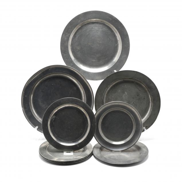 ten-antique-pewter-plates