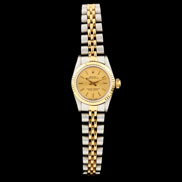 lady-s-stainless-steel-and-gold-oyster-perpetual-watch-rolex