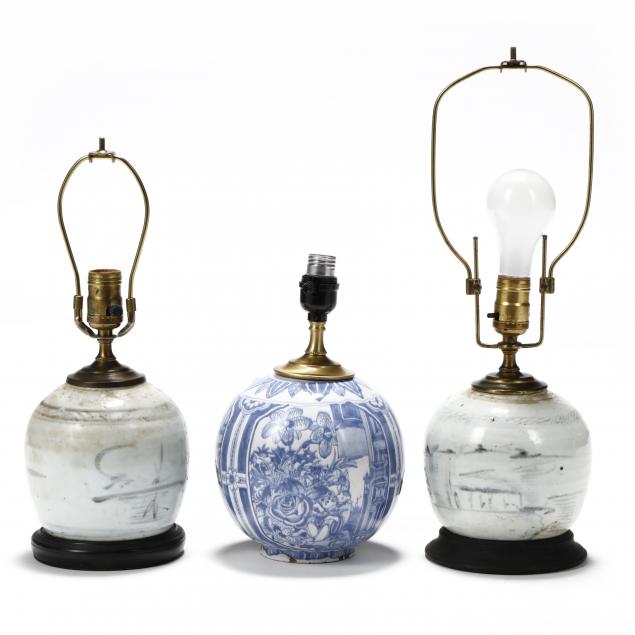 three-chinese-export-porcelain-table-lamps