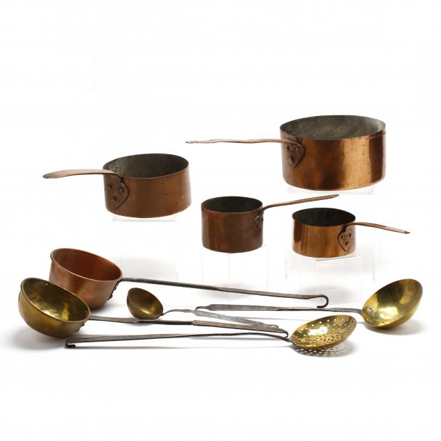 antique-copper-and-brass-cookware-grouping
