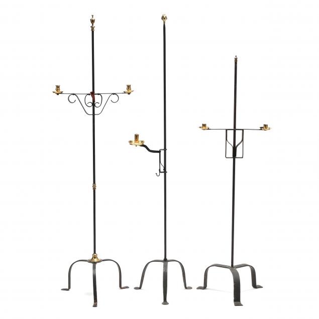 three-iron-and-brass-candle-stands