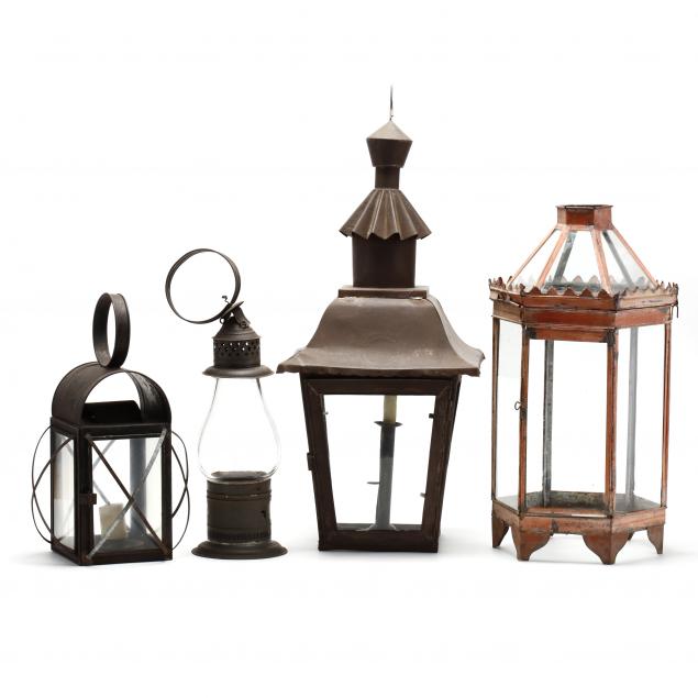 four-vintage-glass-and-metal-lanterns