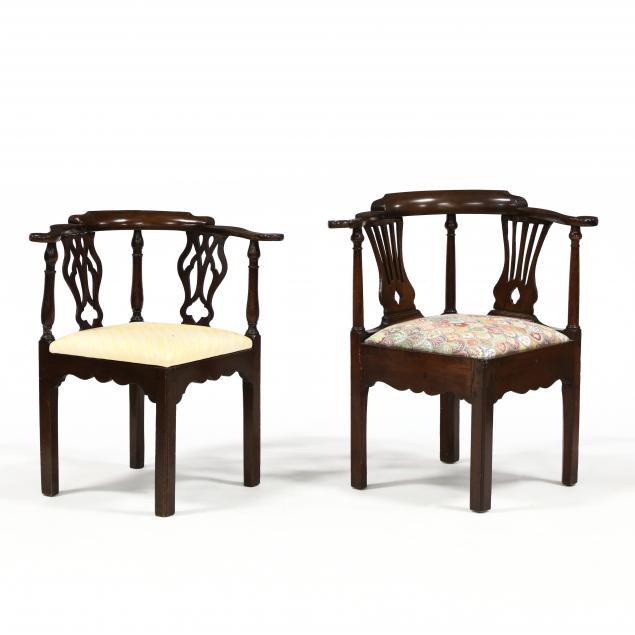 two-english-chippendale-corner-chairs