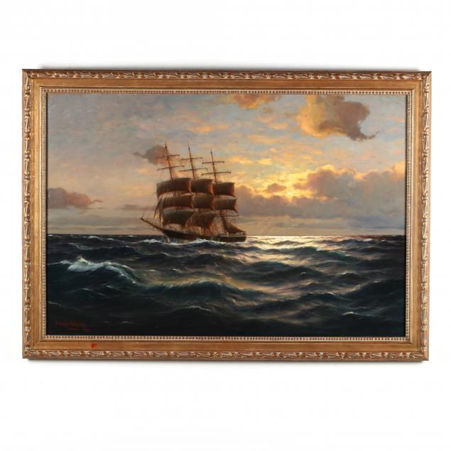 martin-franz-glusing-germany-1885-1956-ship-at-sunset