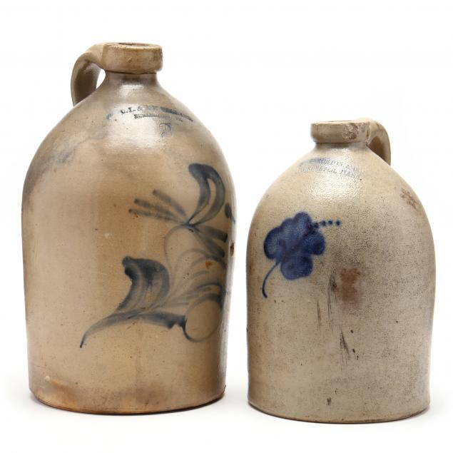 two-antique-new-england-salt-glazed-stoneware-jugs