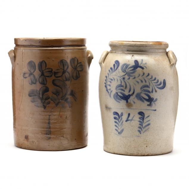 two-four-gallon-decorated-stoneware-jars