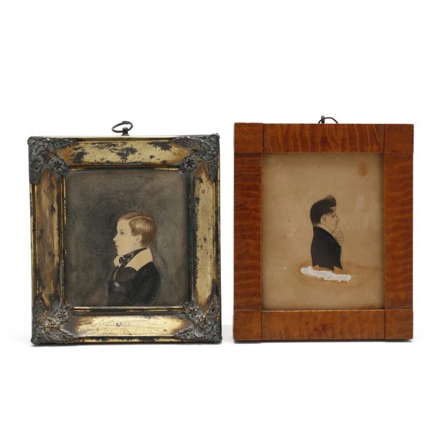 two-antique-watercolor-portraits