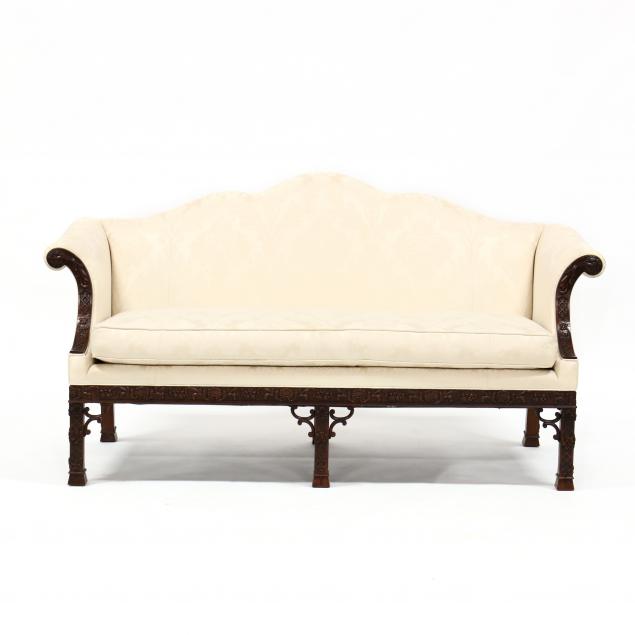 baker-chinese-chippendale-style-upholstered-sofa