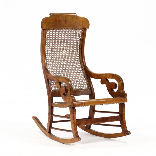 american-tiger-maple-caned-rocking-chair