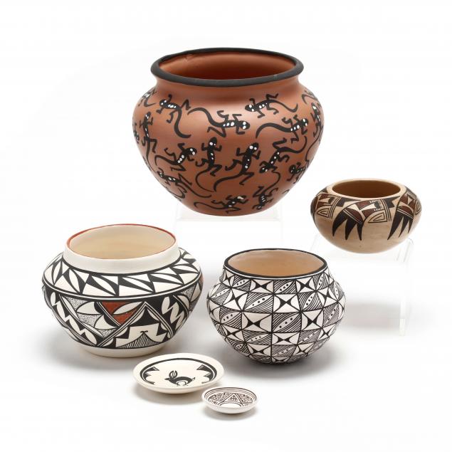 six-pieces-of-traditional-acoma-isleta-pottery