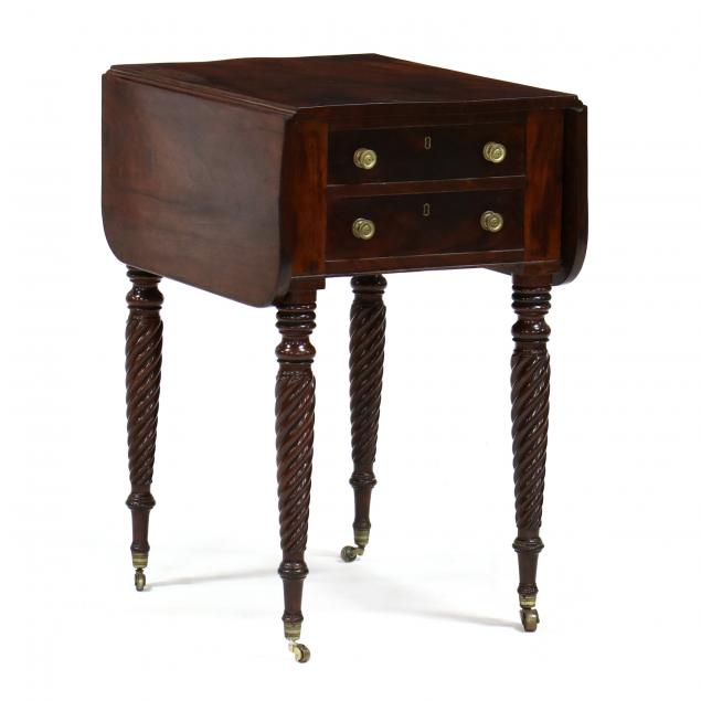 late-federal-dropleaf-two-drawer-side-table