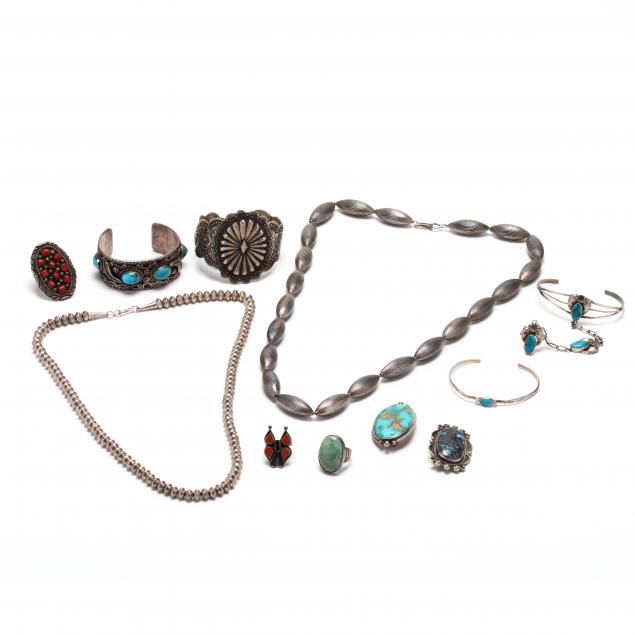 group-of-southwestern-silver-and-gemstone-jewelry