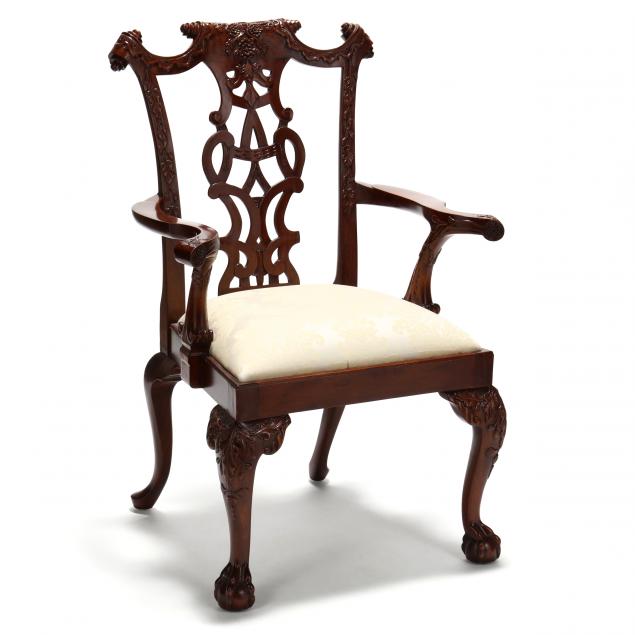 ardley-hall-irish-chippendale-style-carved-mahogany-armchair