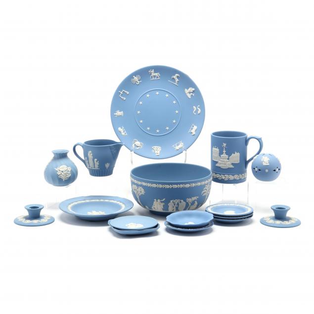 wedgwood-16-pieces-of-blue-jasperware-porcelain