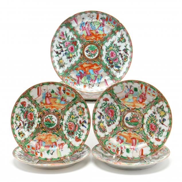 seven-chinese-export-famille-rose-plates