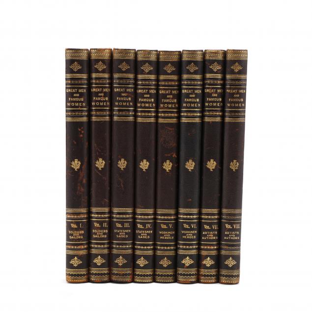 eight-leather-bound-volumes-of-i-great-men-and-famous-women-i-1894