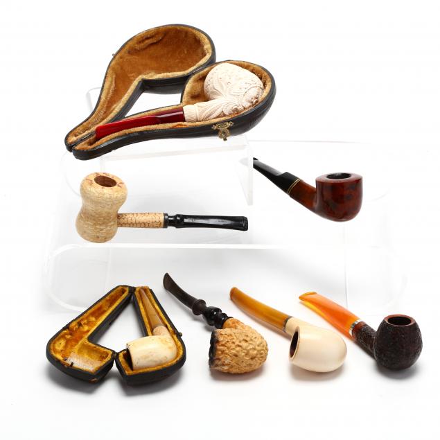 seven-antique-vintage-smoking-pipes