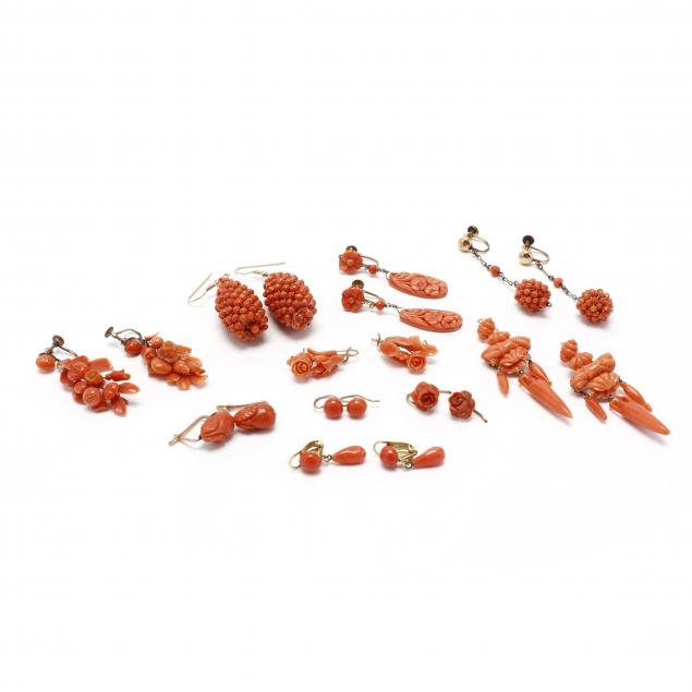 group-of-coral-earrings