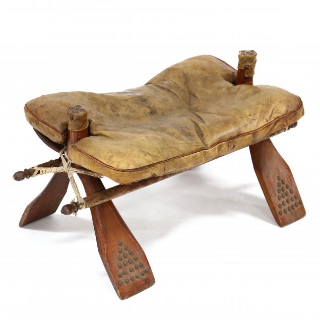 vintage-wood-and-leather-camel-stool