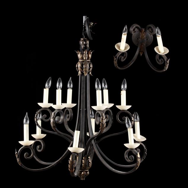 neoclassical-style-chandelier-and-twelve-matching-sconces