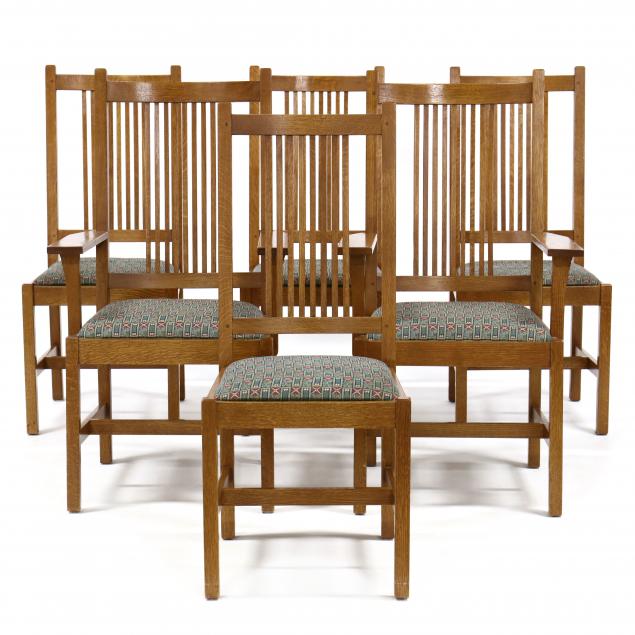 stickley-set-of-six-mission-style-oak-dining-chairs
