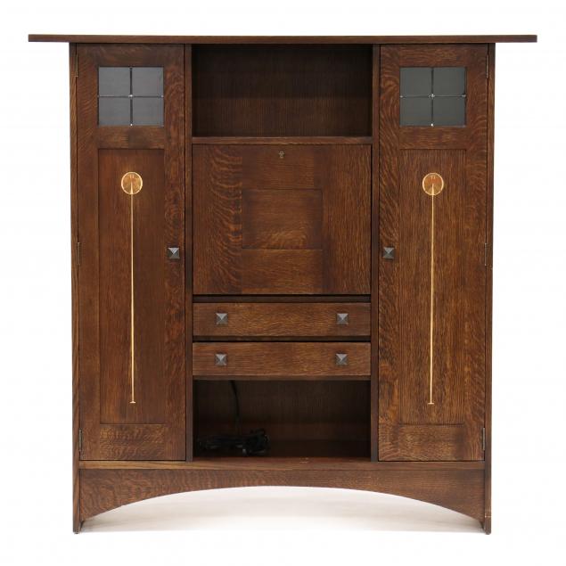 stickley-mission-style-i-ellis-fall-front-i-inlaid-oak-secretary-bookcase