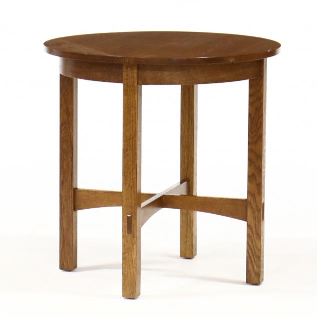 stickley-mission-style-oak-circular-side-table