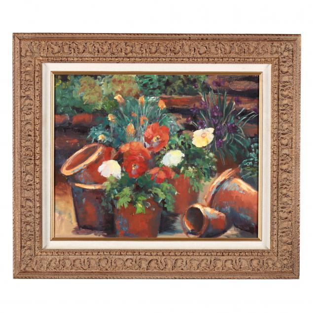american-school-20th-century-garden-scene-with-potted-flowers