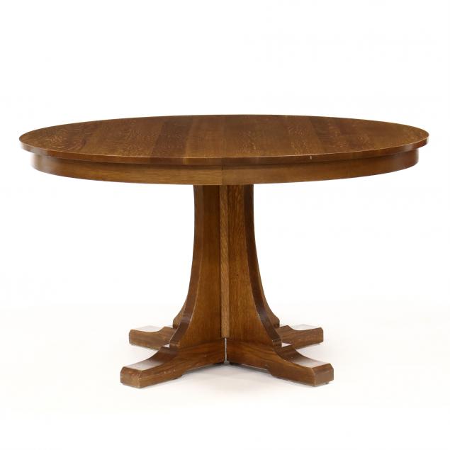 stickley-mission-style-oak-circular-dining-table