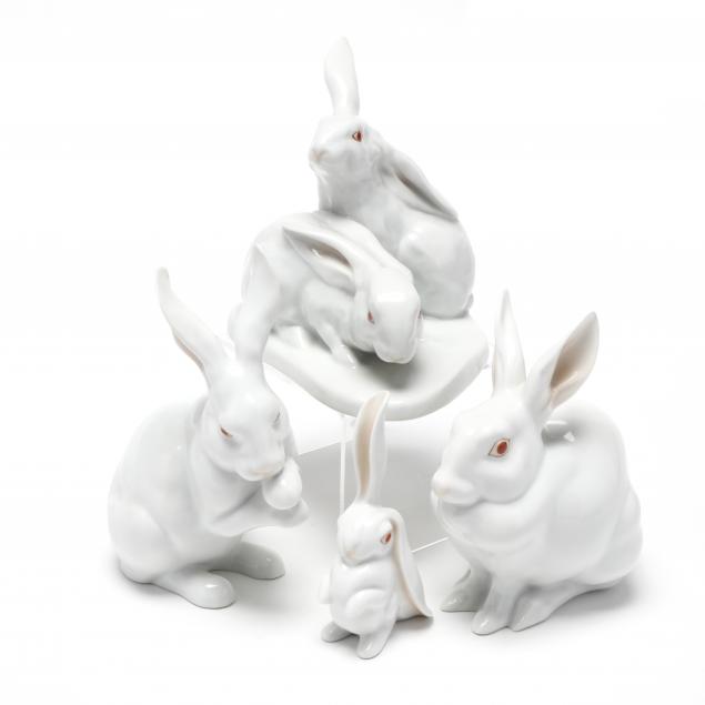 four-herend-natural-porcelain-rabbits