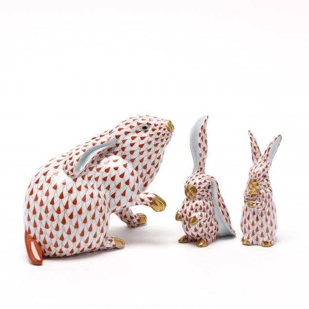 three-herend-red-fishnet-rabbits