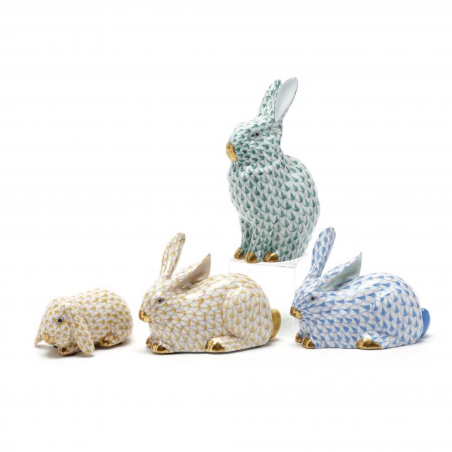 four-herend-fishnet-porcelain-rabbits