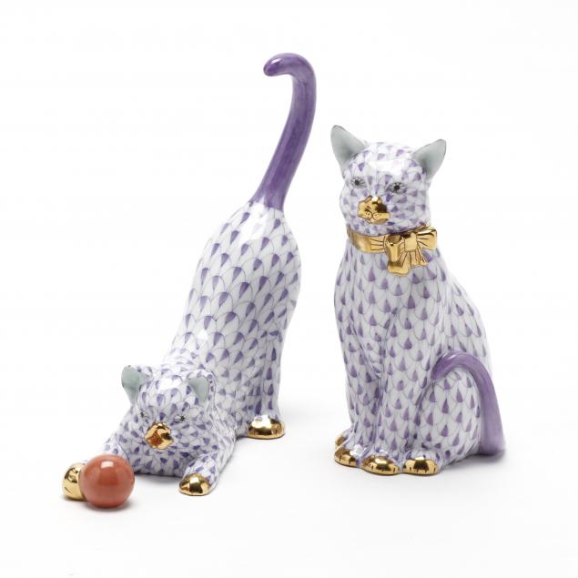 two-herend-lavender-fishnet-cats