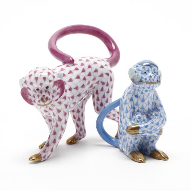 two-herend-fishnet-monkey-figures