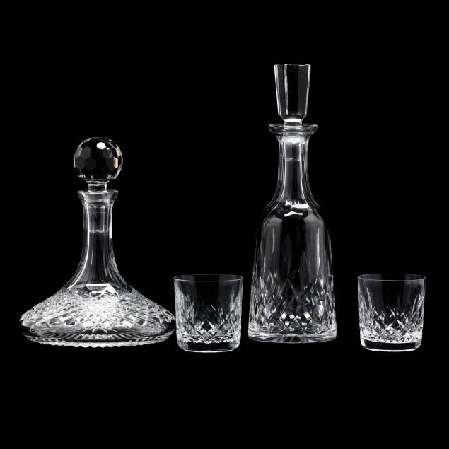 waterford-two-crystal-decanters-and-tumblers