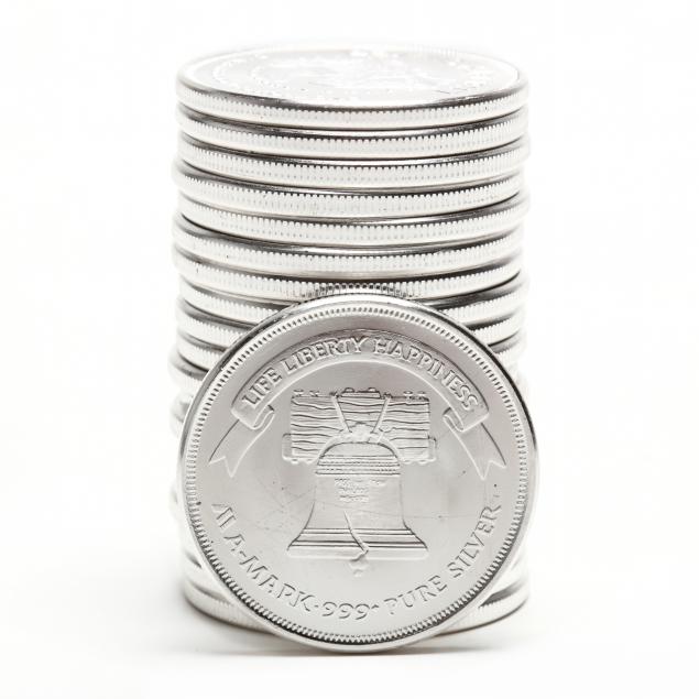 twenty-a-mark-one-troy-ounce-liberty-silver-rounds