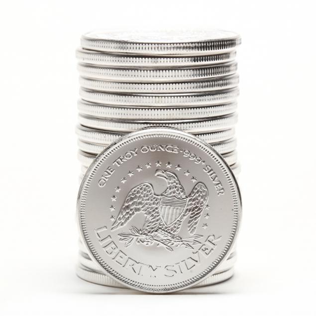 twenty-a-mark-one-troy-ounce-liberty-silver-rounds