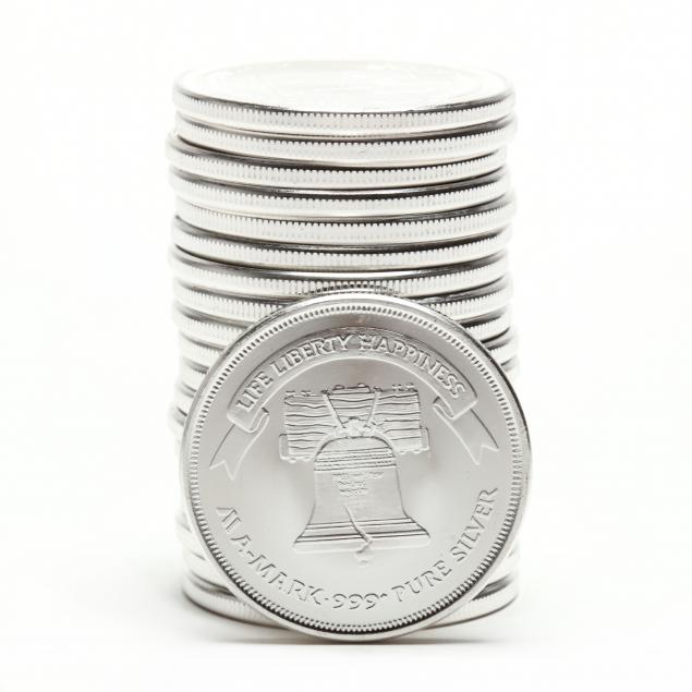 twenty-a-mark-one-troy-ounce-liberty-silver-rounds