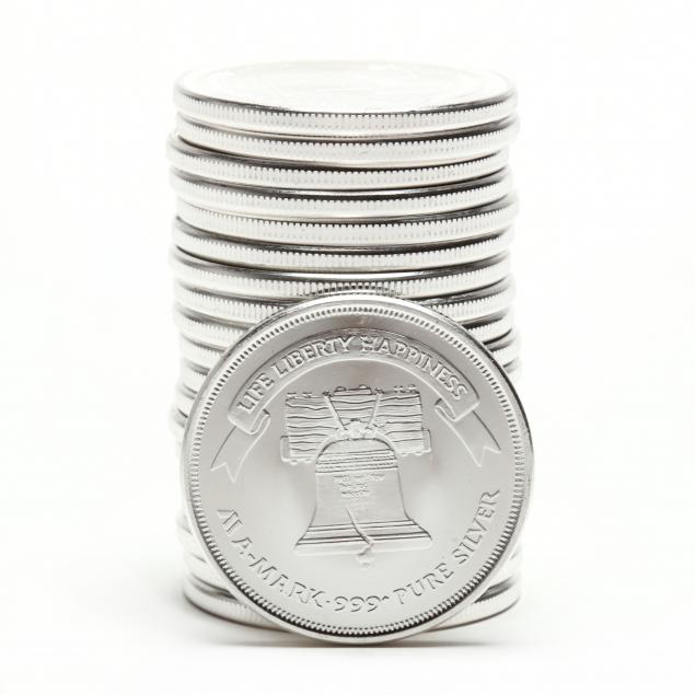 twenty-a-mark-one-troy-ounce-liberty-silver-rounds