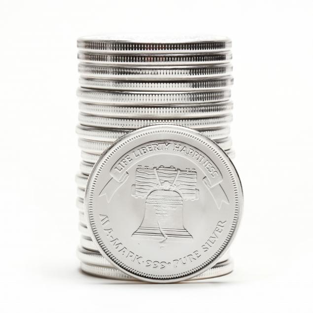 twenty-a-mark-one-troy-ounce-liberty-silver-rounds