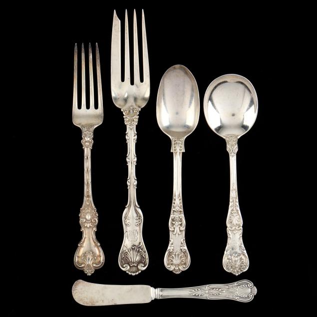 a-group-of-sterling-silver-flatware-in-the-king-and-queen-patterns