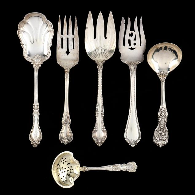 six-antique-vintage-sterling-silver-servers