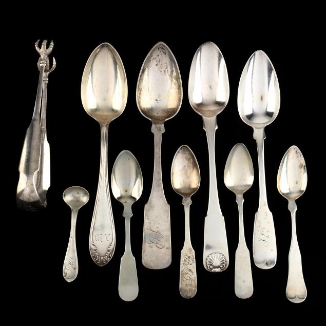 a-group-of-american-coin-silver-flatware