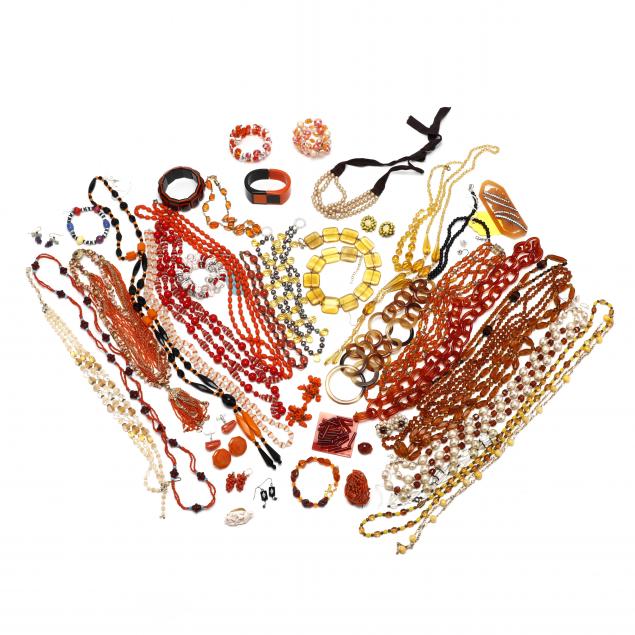 group-of-orange-vintage-costume-jewelry