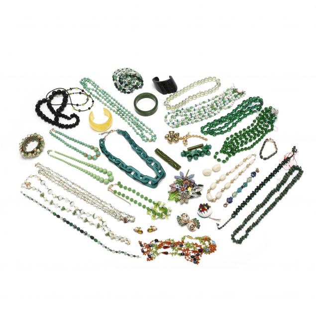 group-of-green-vintage-costume-jewelry