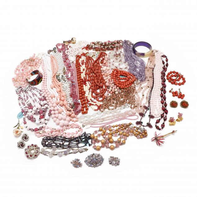 group-of-pink-purple-vintage-costume-jewelry