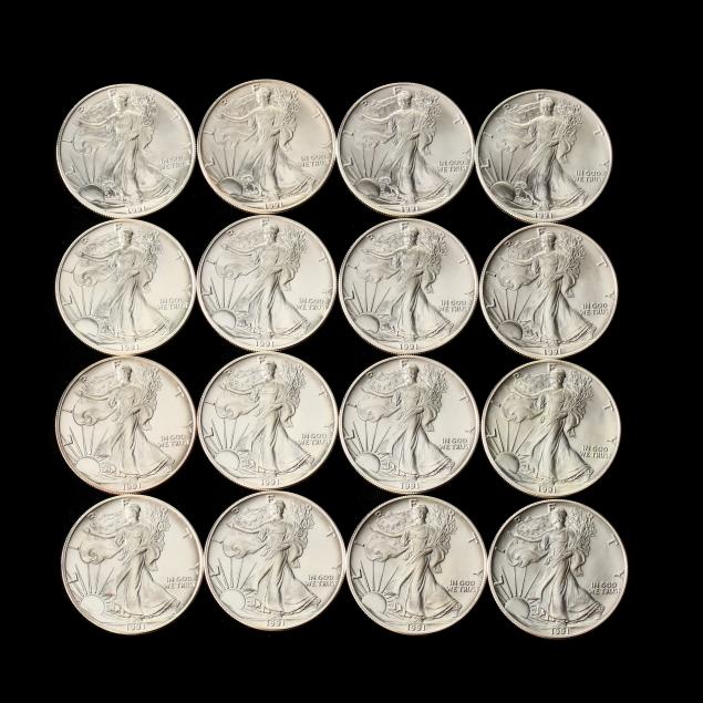 sixteen-1991-1-american-silver-eagles