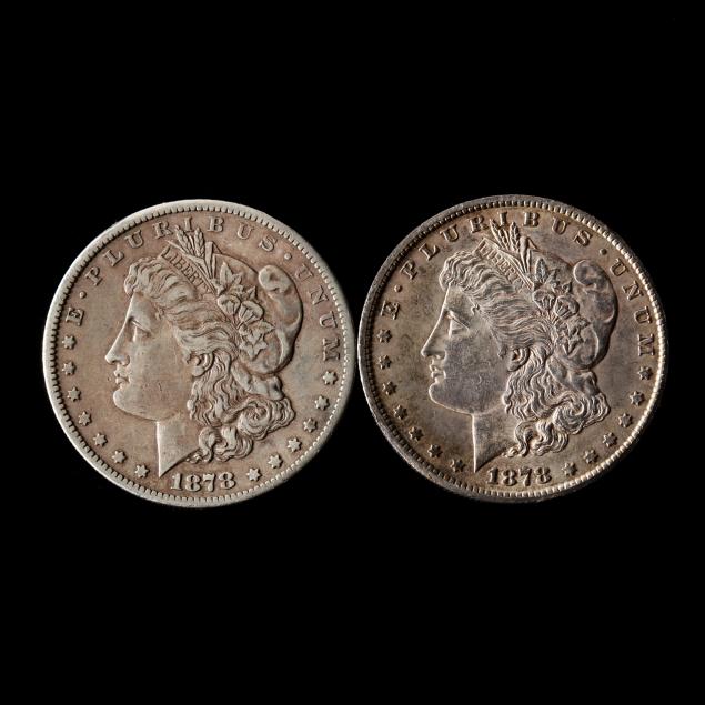 two-1878-carson-city-morgan-silver-dollars